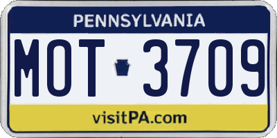 PA license plate MOT3709