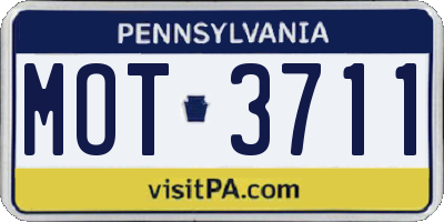 PA license plate MOT3711