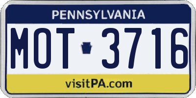 PA license plate MOT3716