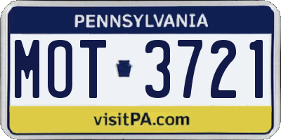 PA license plate MOT3721