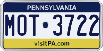 PA license plate MOT3722