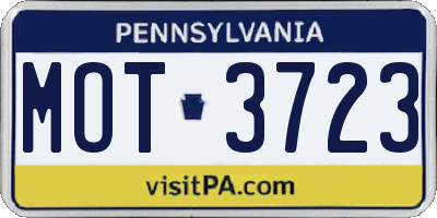 PA license plate MOT3723