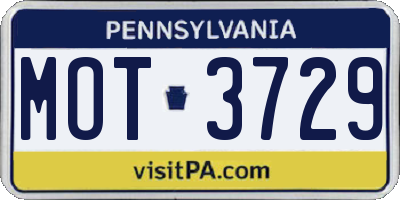 PA license plate MOT3729