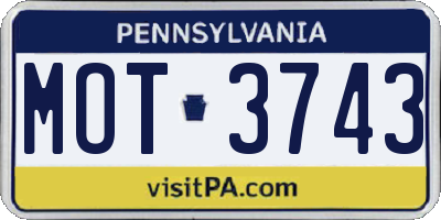 PA license plate MOT3743