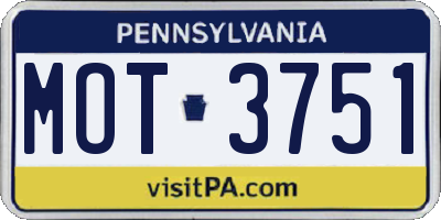 PA license plate MOT3751
