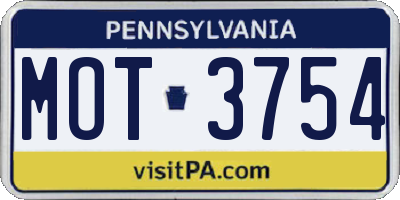 PA license plate MOT3754