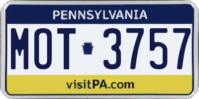 PA license plate MOT3757