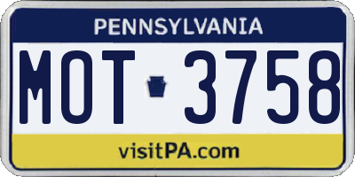 PA license plate MOT3758