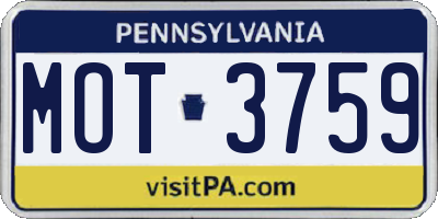 PA license plate MOT3759