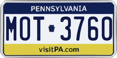 PA license plate MOT3760