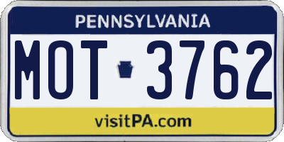 PA license plate MOT3762