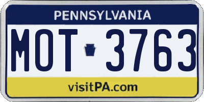 PA license plate MOT3763