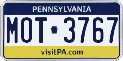 PA license plate MOT3767