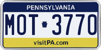 PA license plate MOT3770