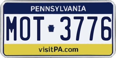 PA license plate MOT3776