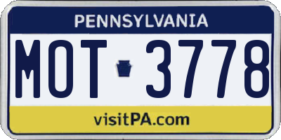 PA license plate MOT3778