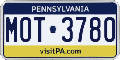 PA license plate MOT3780