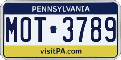 PA license plate MOT3789