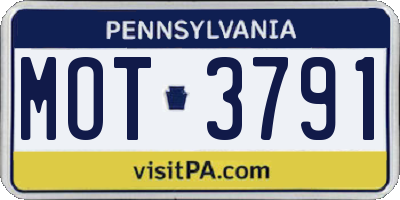 PA license plate MOT3791