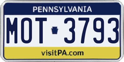 PA license plate MOT3793