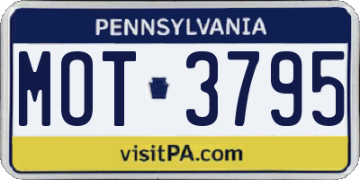 PA license plate MOT3795