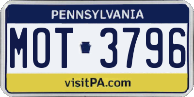 PA license plate MOT3796