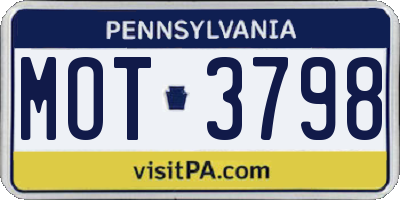 PA license plate MOT3798