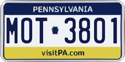 PA license plate MOT3801