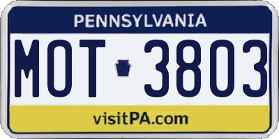 PA license plate MOT3803