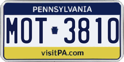 PA license plate MOT3810