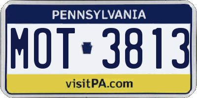 PA license plate MOT3813