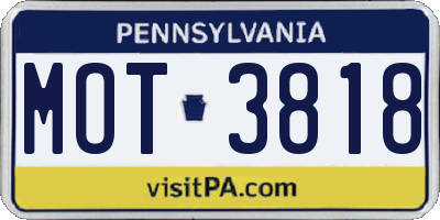PA license plate MOT3818