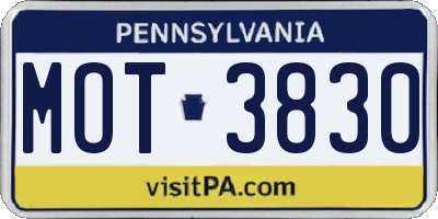 PA license plate MOT3830