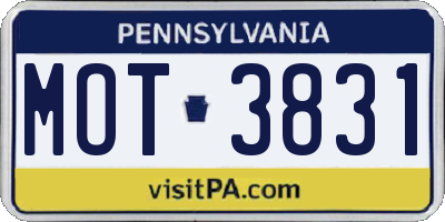 PA license plate MOT3831