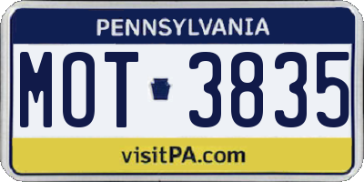 PA license plate MOT3835