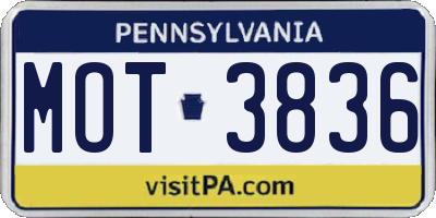 PA license plate MOT3836