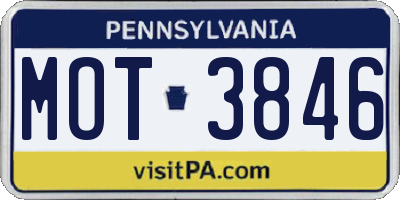PA license plate MOT3846