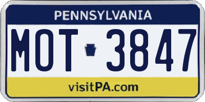 PA license plate MOT3847