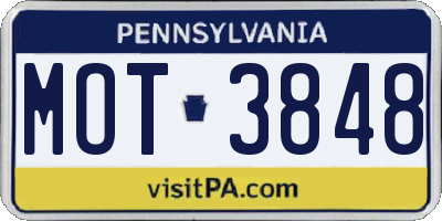 PA license plate MOT3848