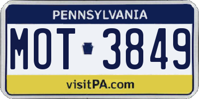PA license plate MOT3849