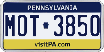 PA license plate MOT3850