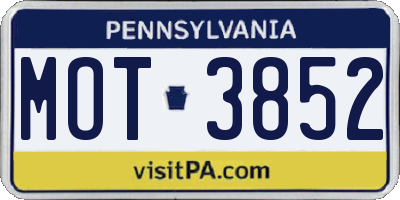 PA license plate MOT3852