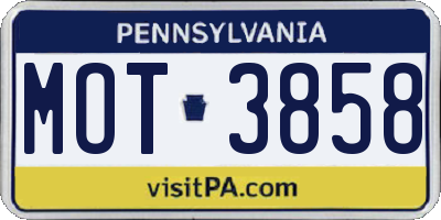 PA license plate MOT3858
