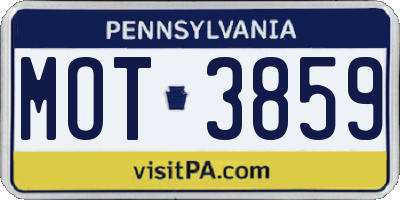 PA license plate MOT3859