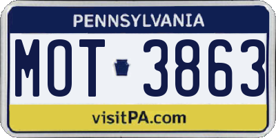 PA license plate MOT3863