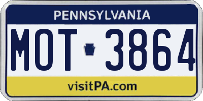PA license plate MOT3864
