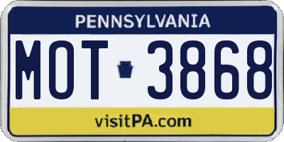PA license plate MOT3868