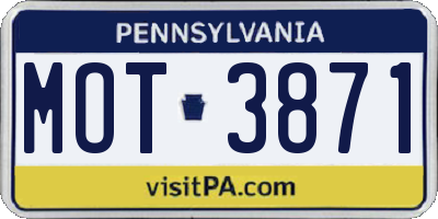 PA license plate MOT3871