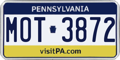 PA license plate MOT3872