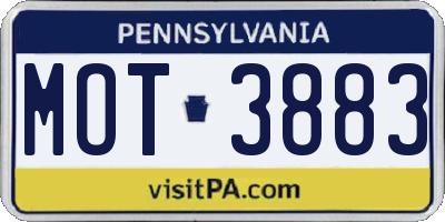 PA license plate MOT3883